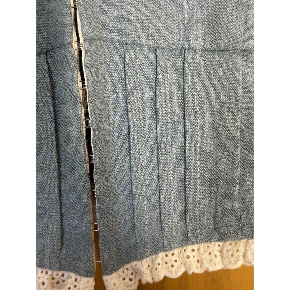 Denim Blue Corset Vest Top Hook Front Eyelet Lace Trim Coquette Cottagecore NWT - Picture 4 of 8